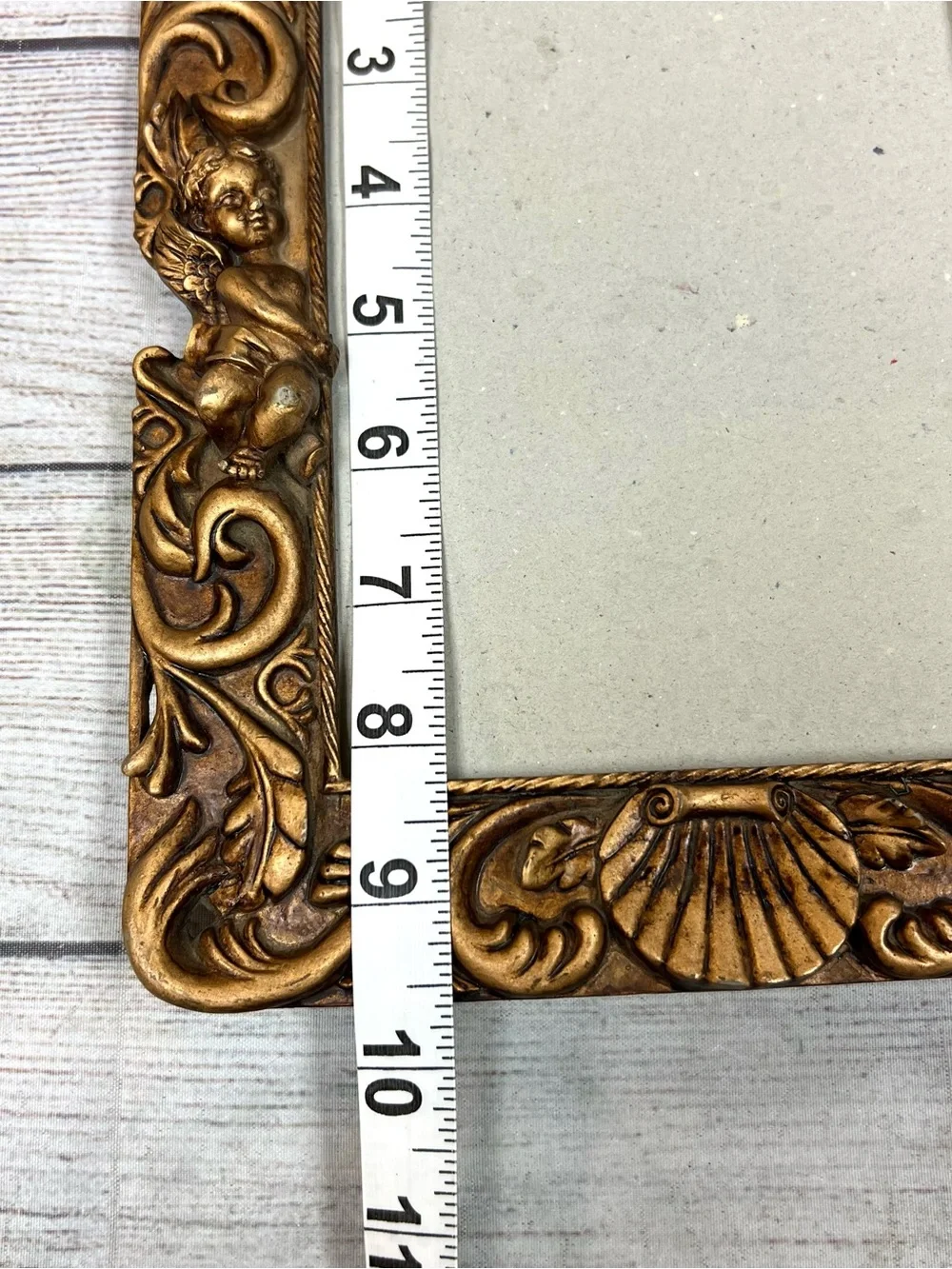 Vintage Gold Cherub Picture Frame Rococo Baroque Shell Filigree Angel 90s